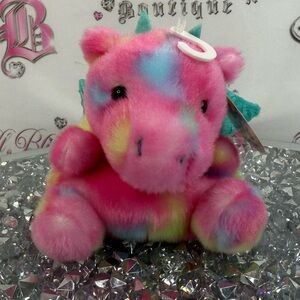 Palm pals dragon neon bright Rainbow Pink Plush Unicorn Stuffed Animal